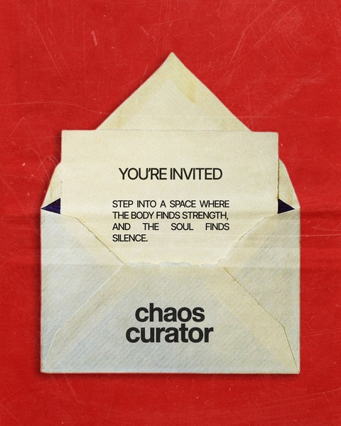 An intimate, minimalist stationery invitation centered on self-care and mental strength, set against a high-contrast red textured background.